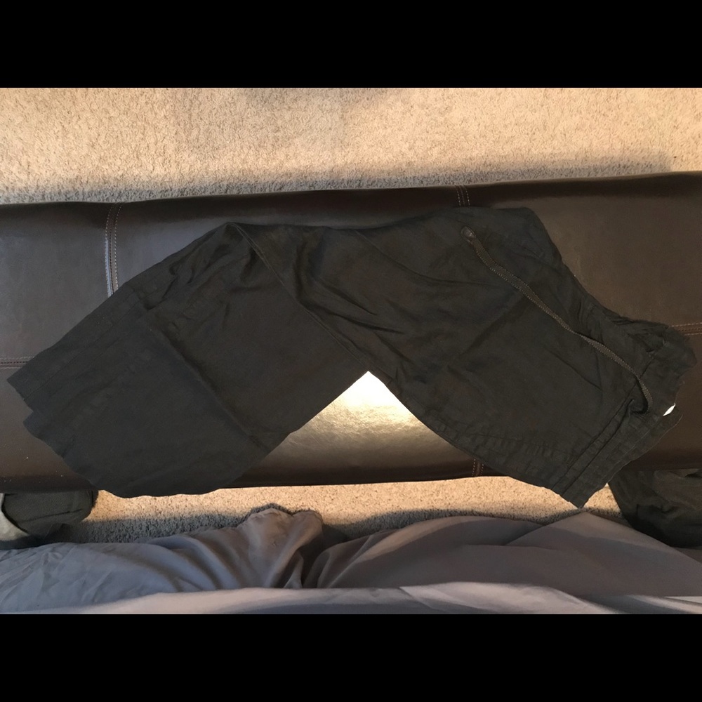 Zara black wide leg linen pants